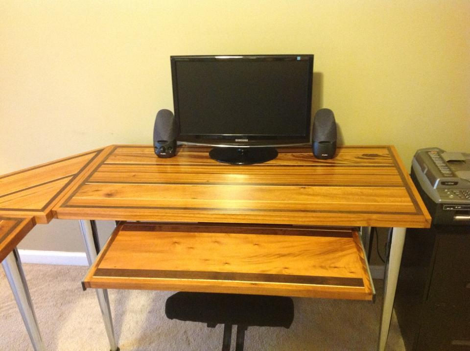 Thumbnail: Tigerwood, Oak, and Walnut Office Desk