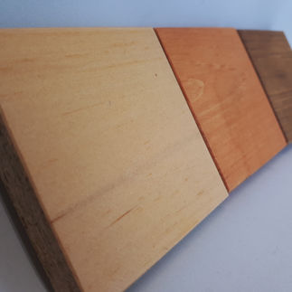 Maple stain samples with colour variations
