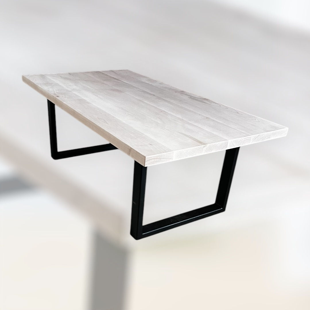 solid wood coffee table top with metal legs