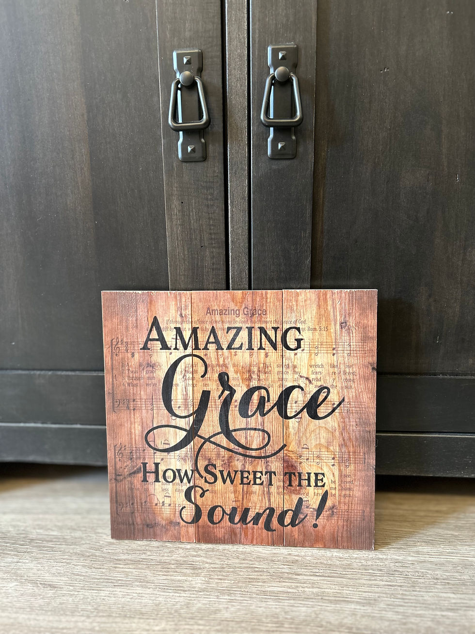 Inspirational home decor with a sideboard behind it.