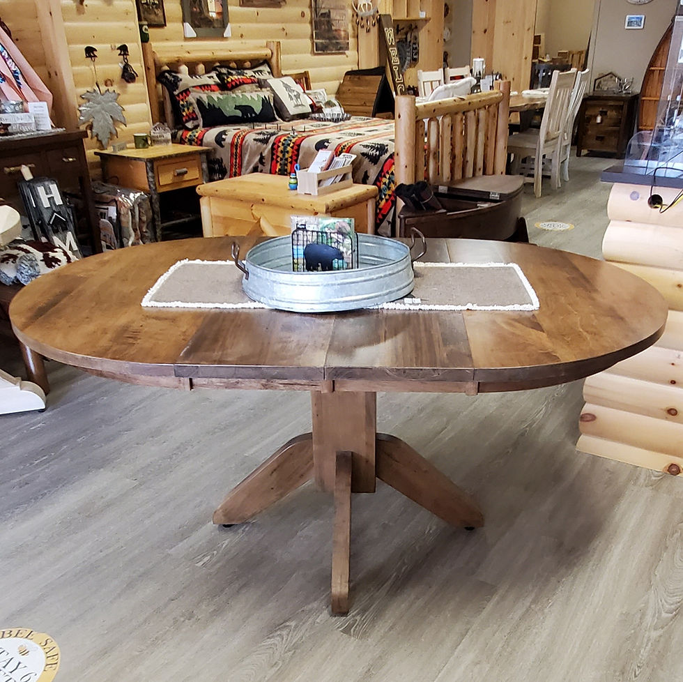 dashwood round pedestal expandable table with two leaves in cinnamon cabin co