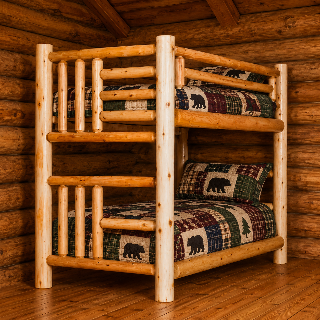 cedar log twin over twin bunk bed