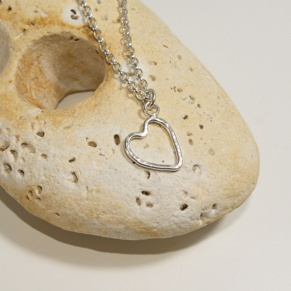 Thumbnail: Handmade Sterling Small Open Heart pendant necklace