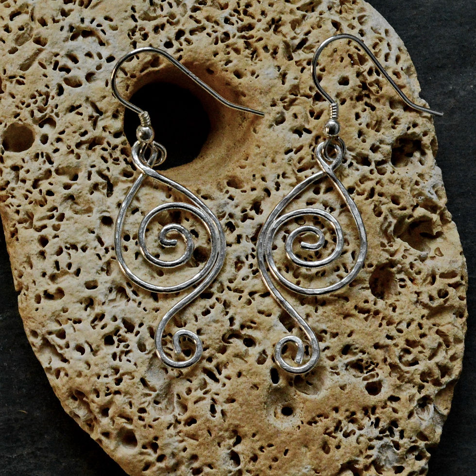 Thumbnail: Handmade Sterling Silver Spiral Drop earrings