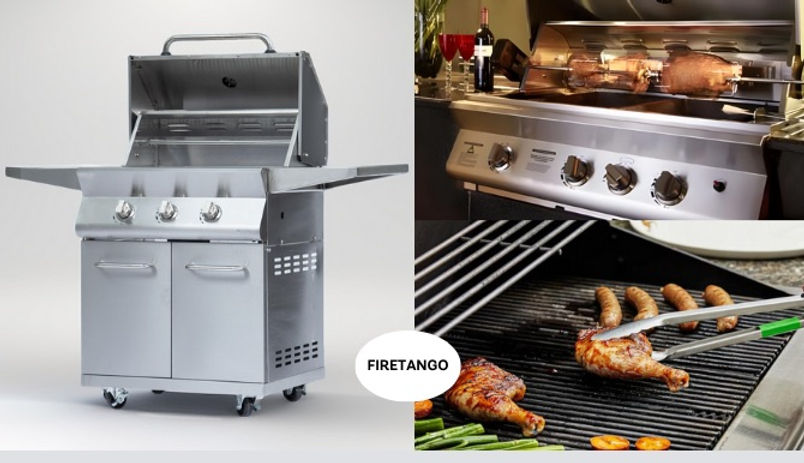 FIRE TANGO PREMIUM ADJUSTABLE 3-BURNER PROPANE GAS GRILL