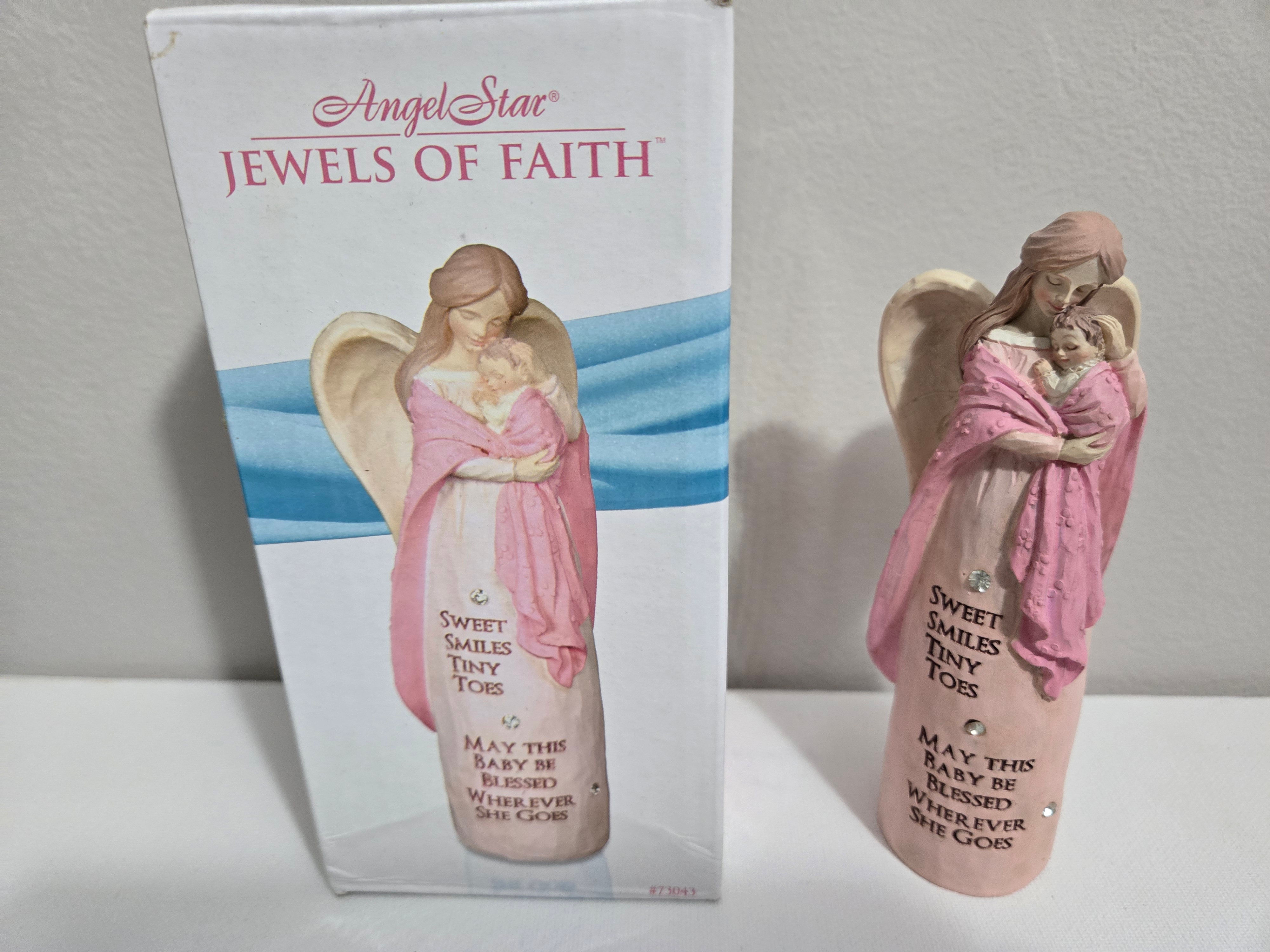 Blessed New Baby - Pink - Angel Holding Baby Girl