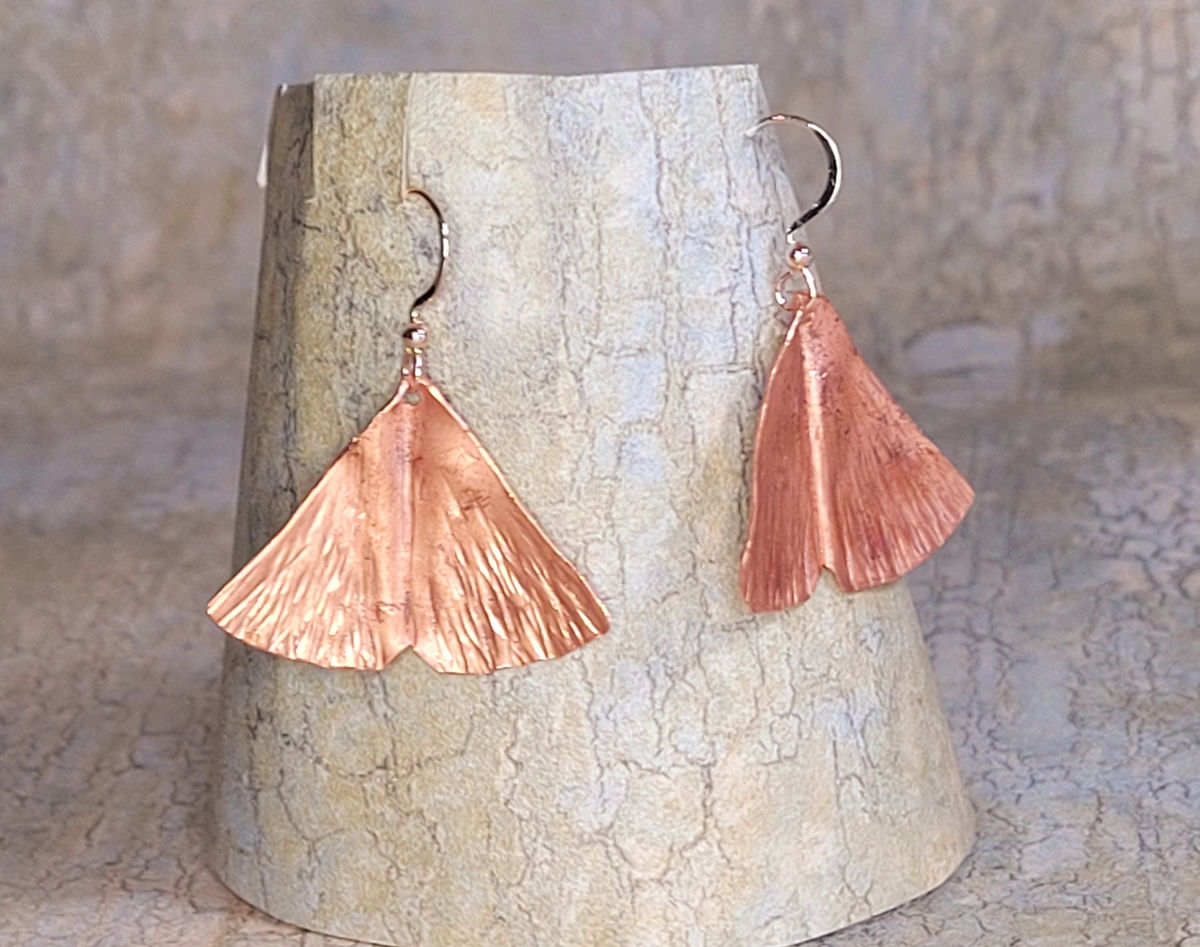 Bright Copper Ginco Leaf Earrings