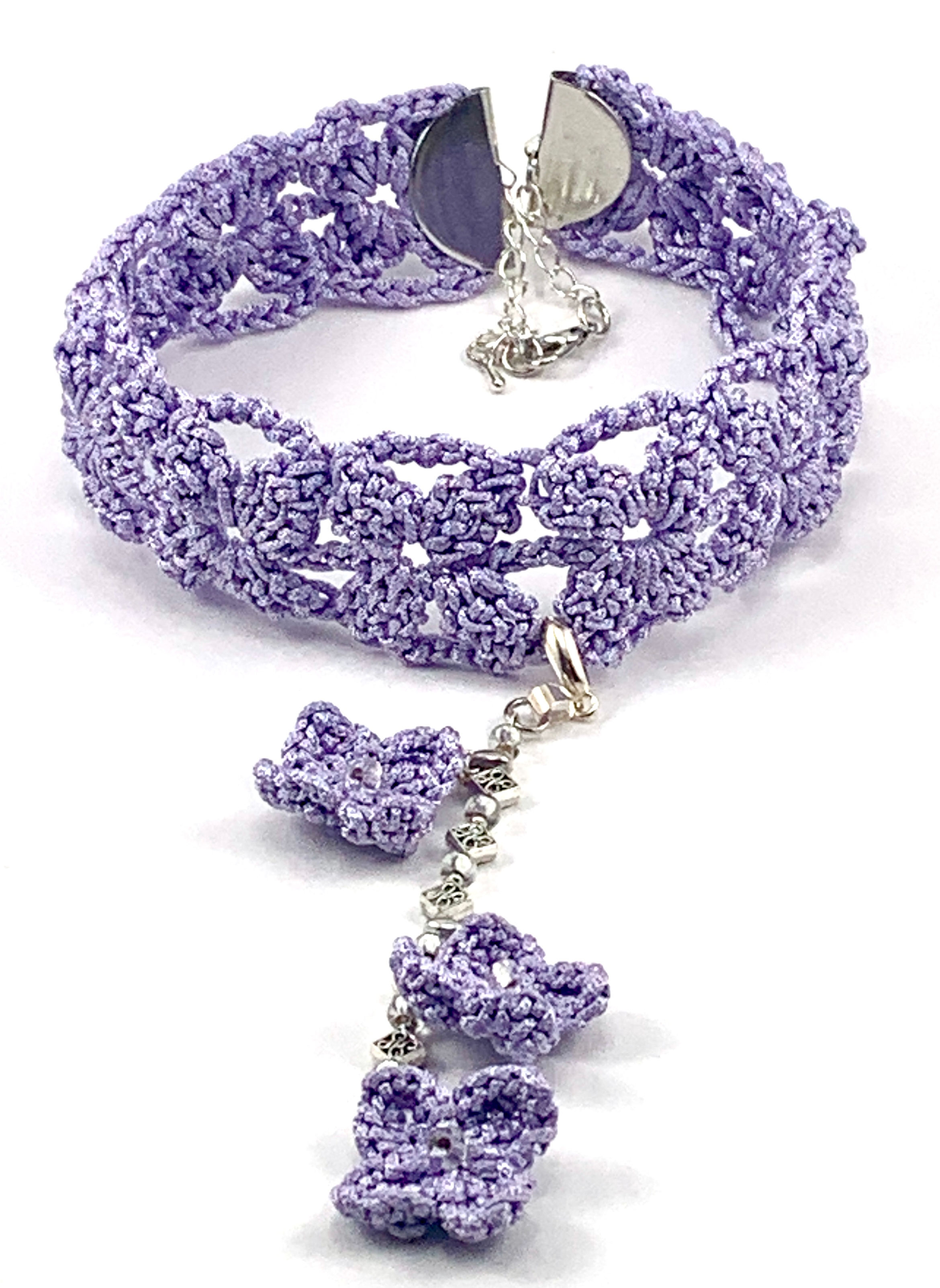 Three-lilac Drop Choker