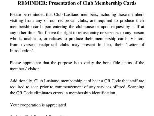 Club Lusitano Notice