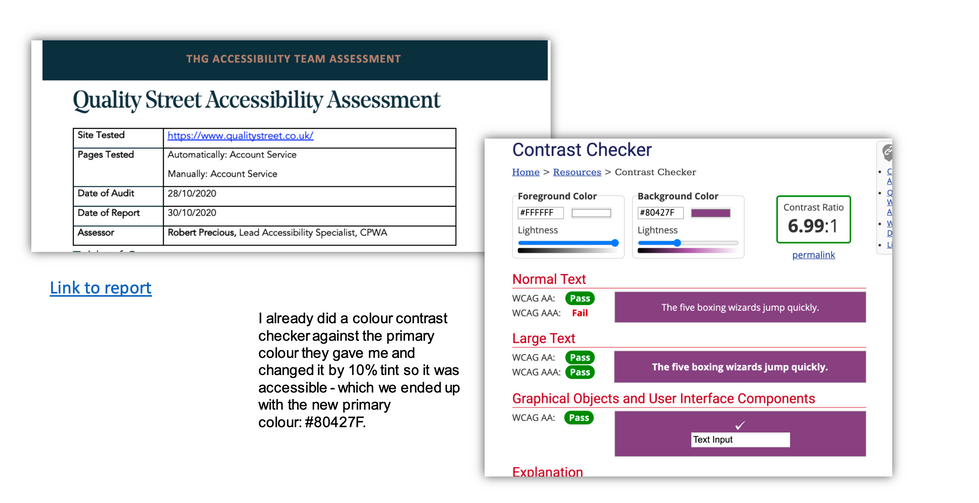 a page that says ' accessibility team assessment ' on it