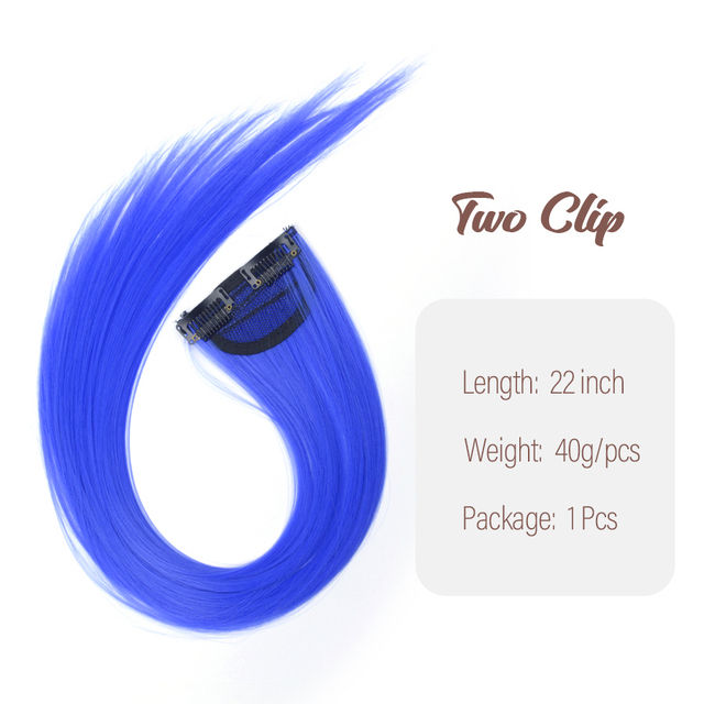 Thumbnail: Synthetic Straight Rainbow Clip In Hair Extensions