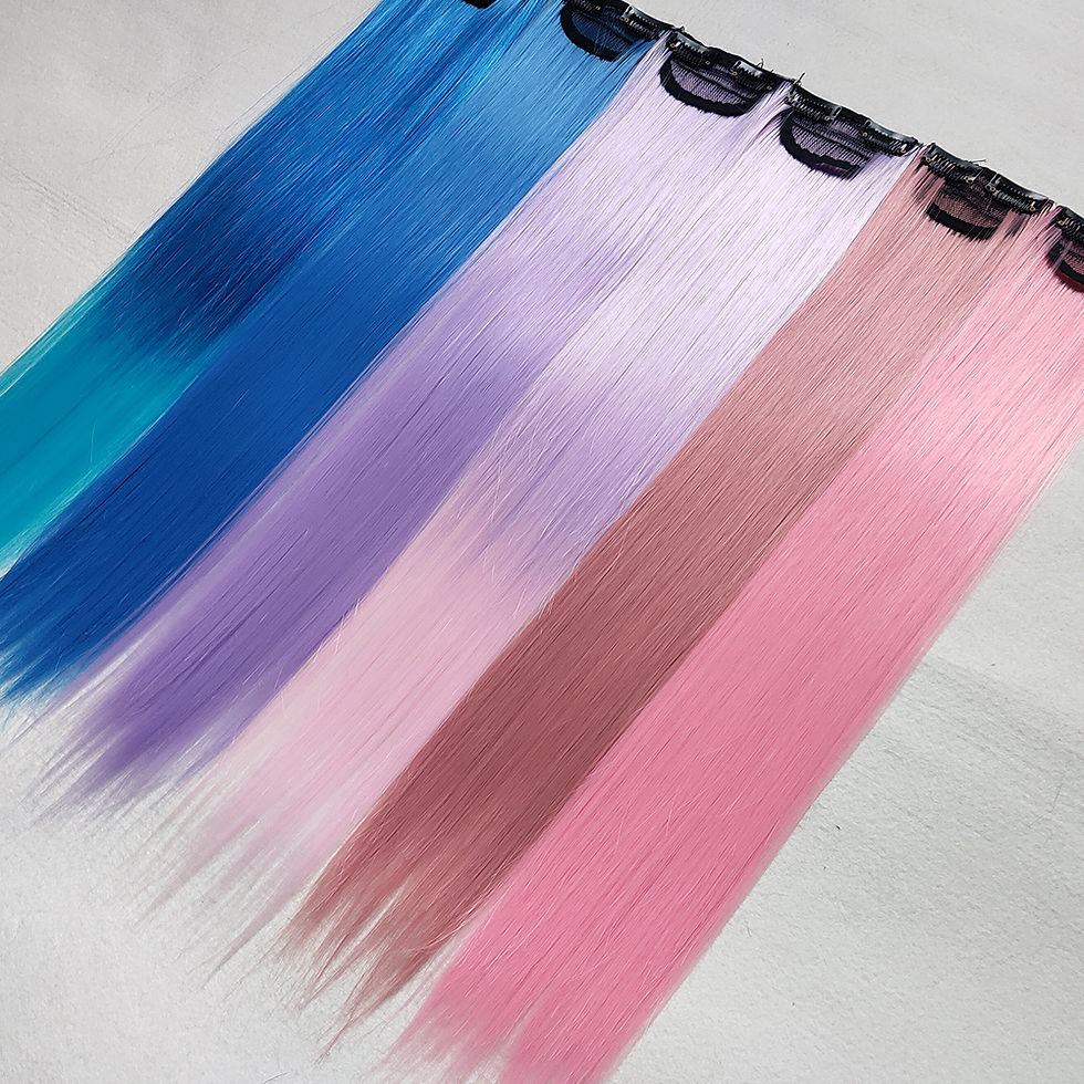 Thumbnail: Synthetic Straight Rainbow Clip In Hair Extensions