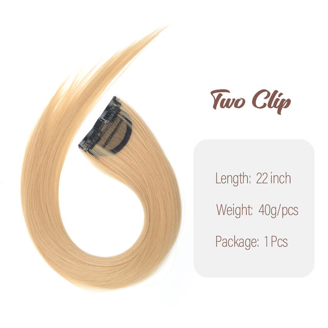 Thumbnail: Synthetic Straight Rainbow Clip In Hair Extensions