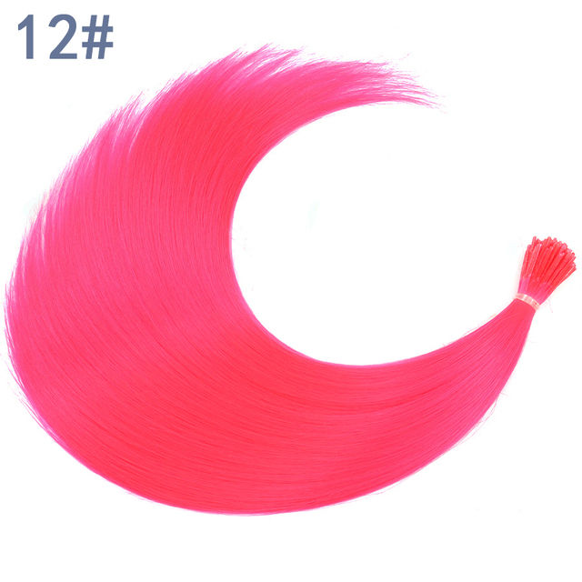 Thumbnail: Synthetic Strands Of Hair Extensions Pink Fake I-tip Hairpiece