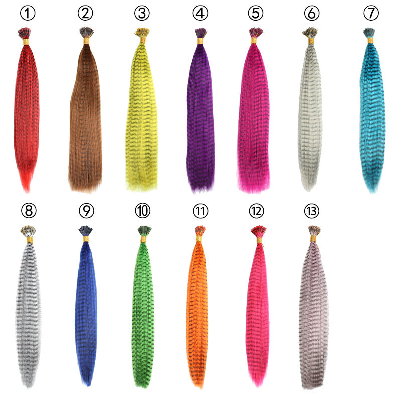 Thumbnail: Fake Feathers For Hair Extension Colored Strands Of Hair Synthetic