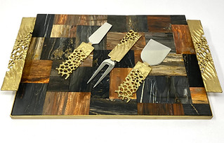 Cheese knife set and tray