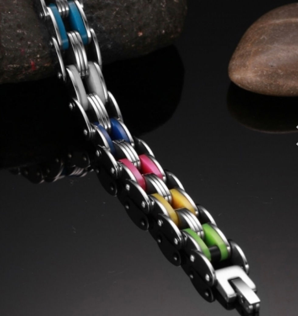 Thumbnail: Multi colored bike chain bracelet 