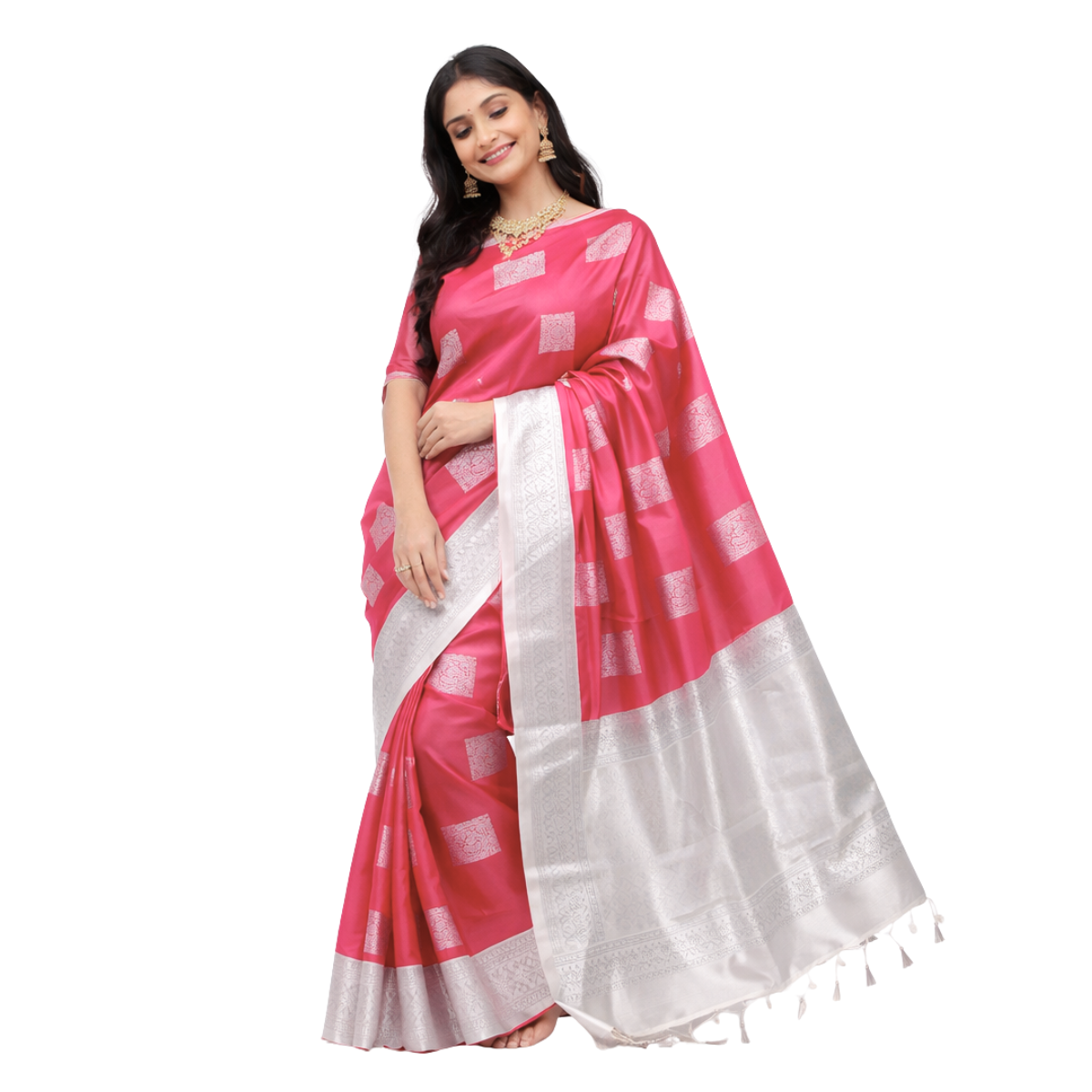 Pink Silver Kanjivaram Silk