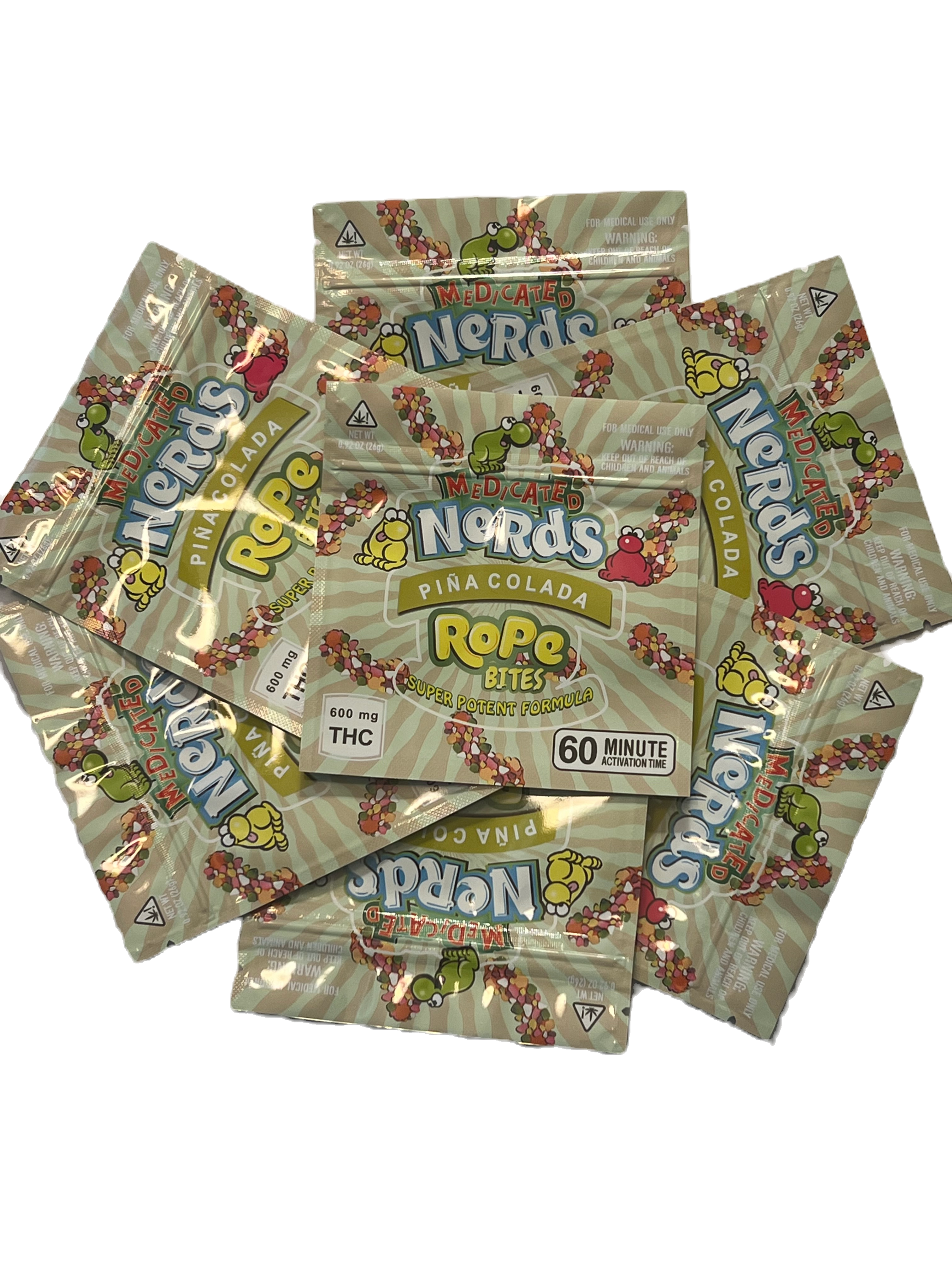 Nerd Rope Bites Pina Colada Empty Mylar Packaging 600mg