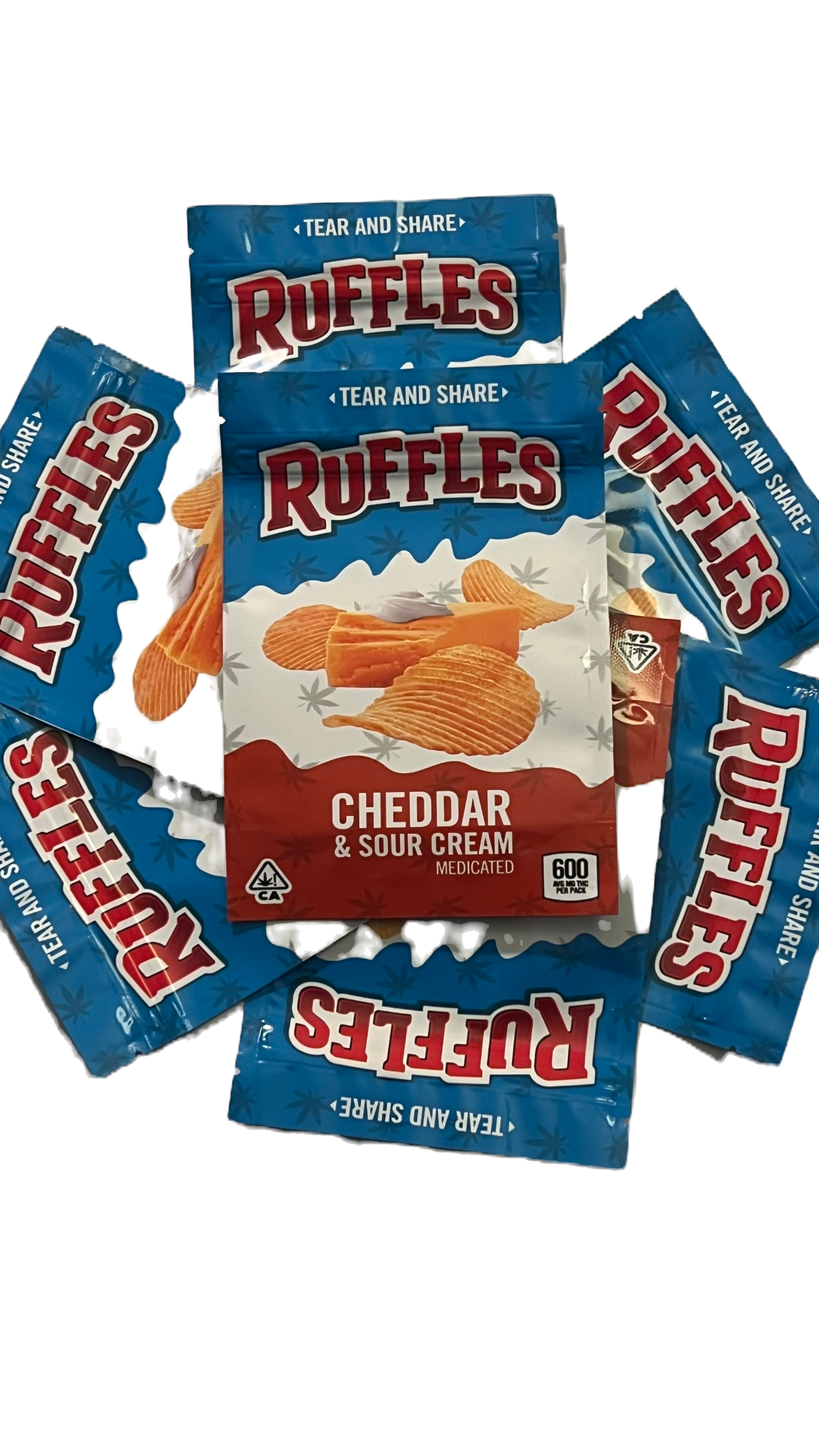 Ruffles Cheddar & Sour Cream Empty Chips Mylar Bags