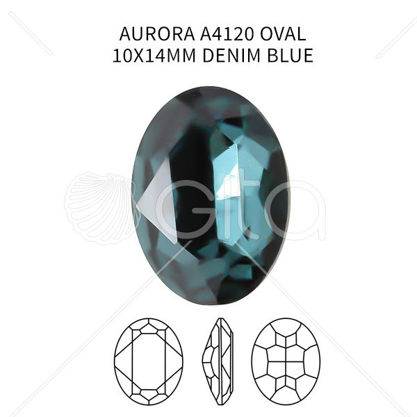 Aurora A4120 Oval 14x10mm Denim Blue color - 4pcs pack