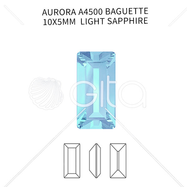 Aurora A4500 Baguette 10x5mm Light Sapphire color-6pcs pack