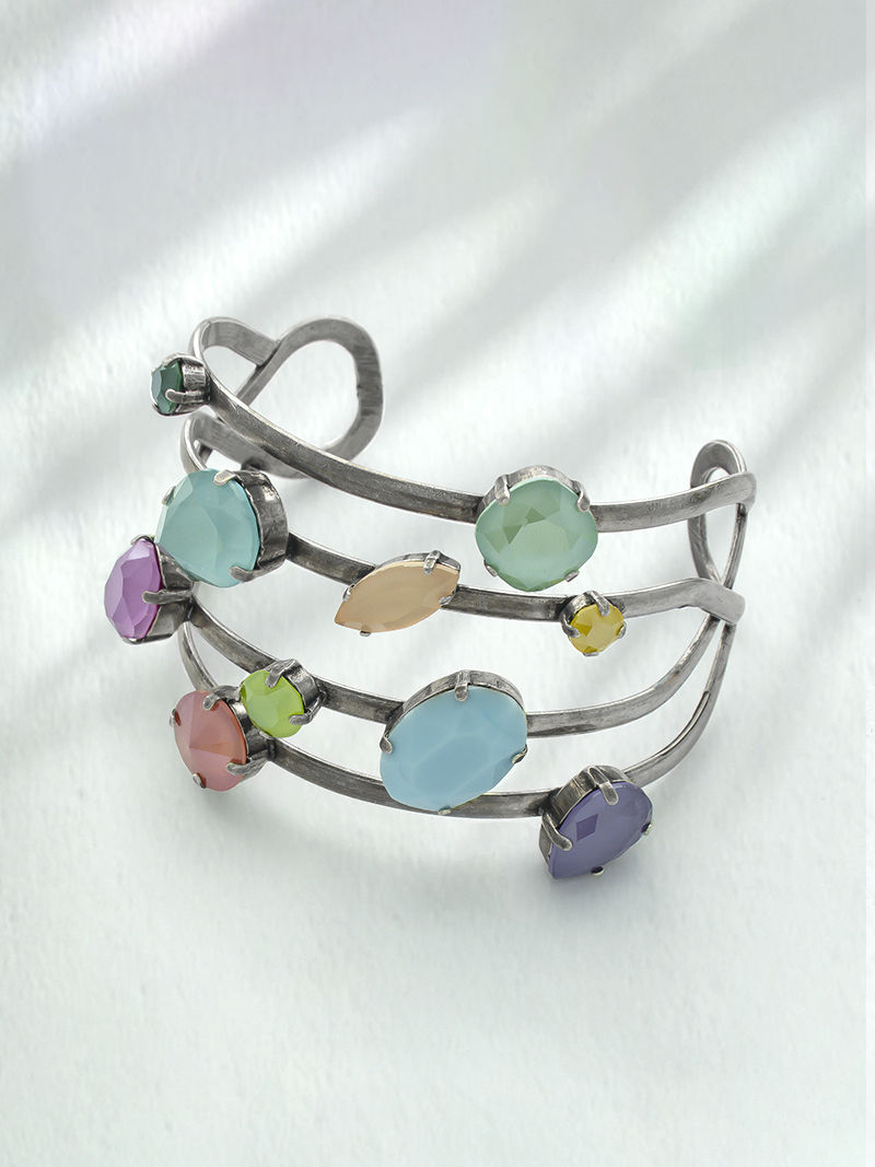 צמיד בנגל 4 שורות קריסטל גלאם ציפויי שחור