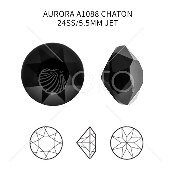 Aurora Crystal 24ss/5.5mm Chaton A1088 Jet color-20pcs pack