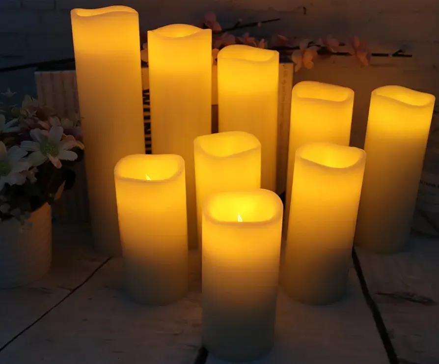 Miniatura: Vinkor 9 Velas LED sin llama, de cera real, funciona con pilas, con control remo