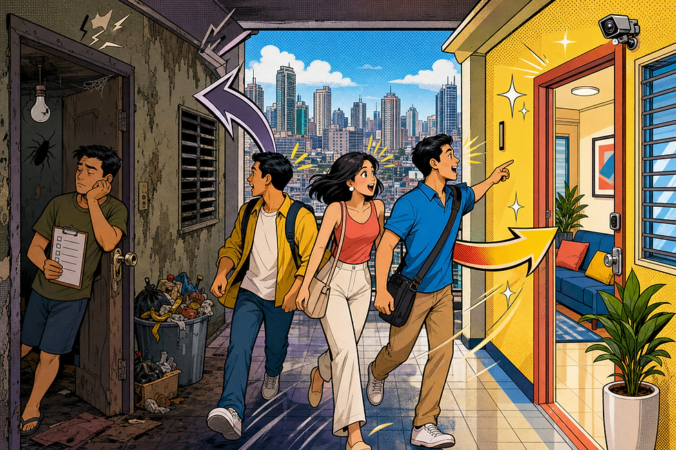 Manila property management: clean maintained building vs neglected building comparison