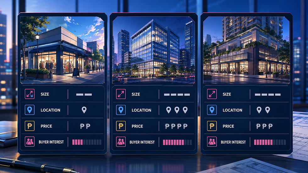 Commercial Space Sales market price comparison for commercial properties