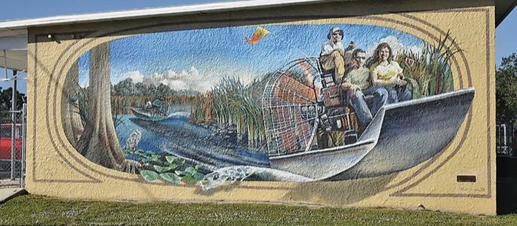 Airboat Mural on the SW corner of Interlake Blvd. & Eucalyptus Ave. in Lake Placid, FL