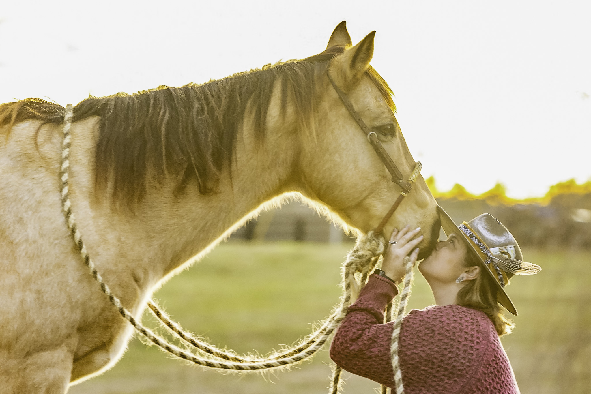 woman kisses horse in a Georgia horse and rider photo session