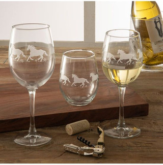 Wine glasses with galloping horses picked out by GA horse photographer