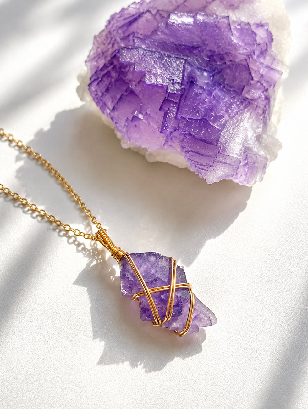 Thumbnail: Purple Fluorite Cluster Pendants