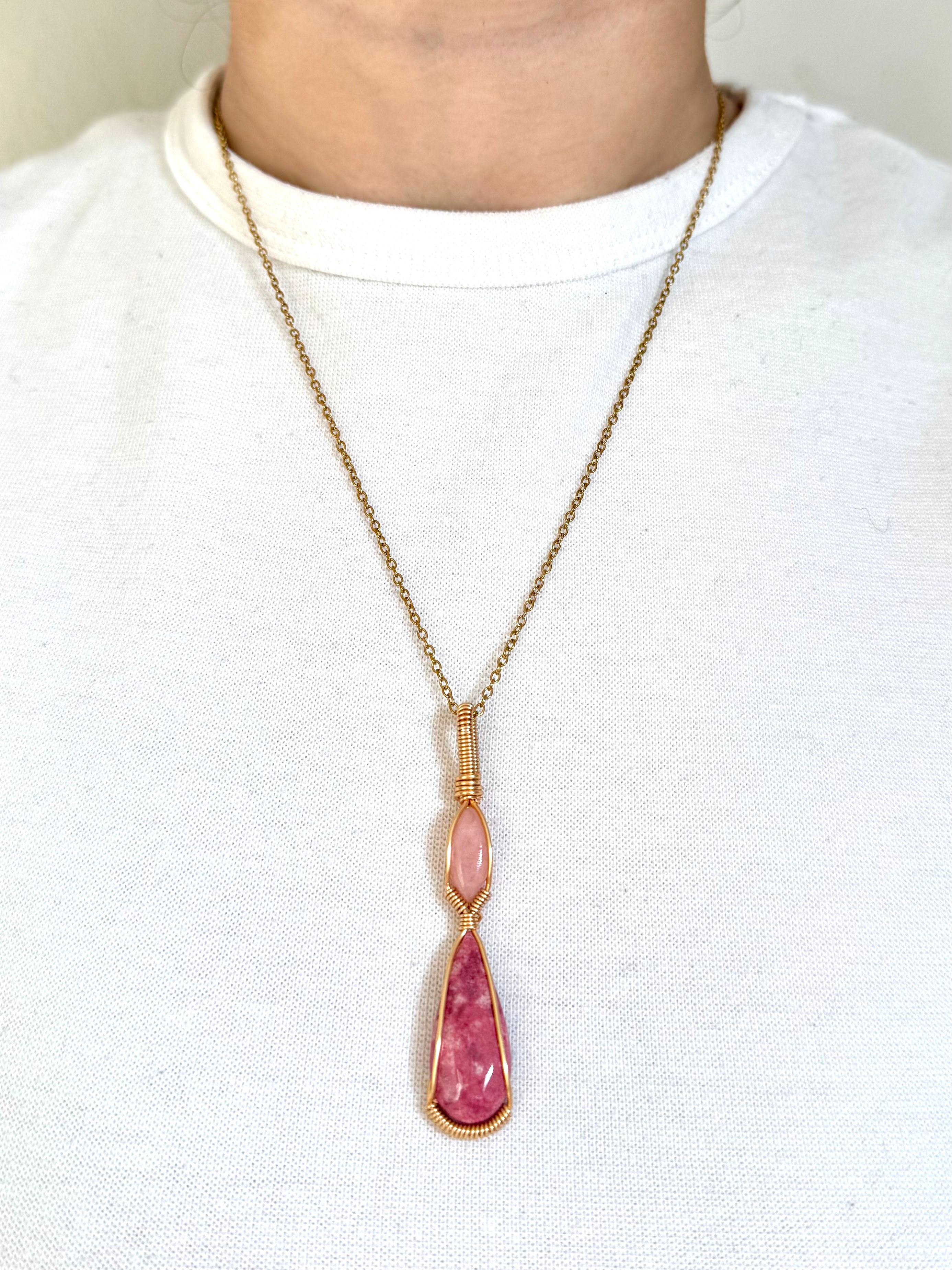 The Heart Bloom - Thulite & Pink Opal Pendant