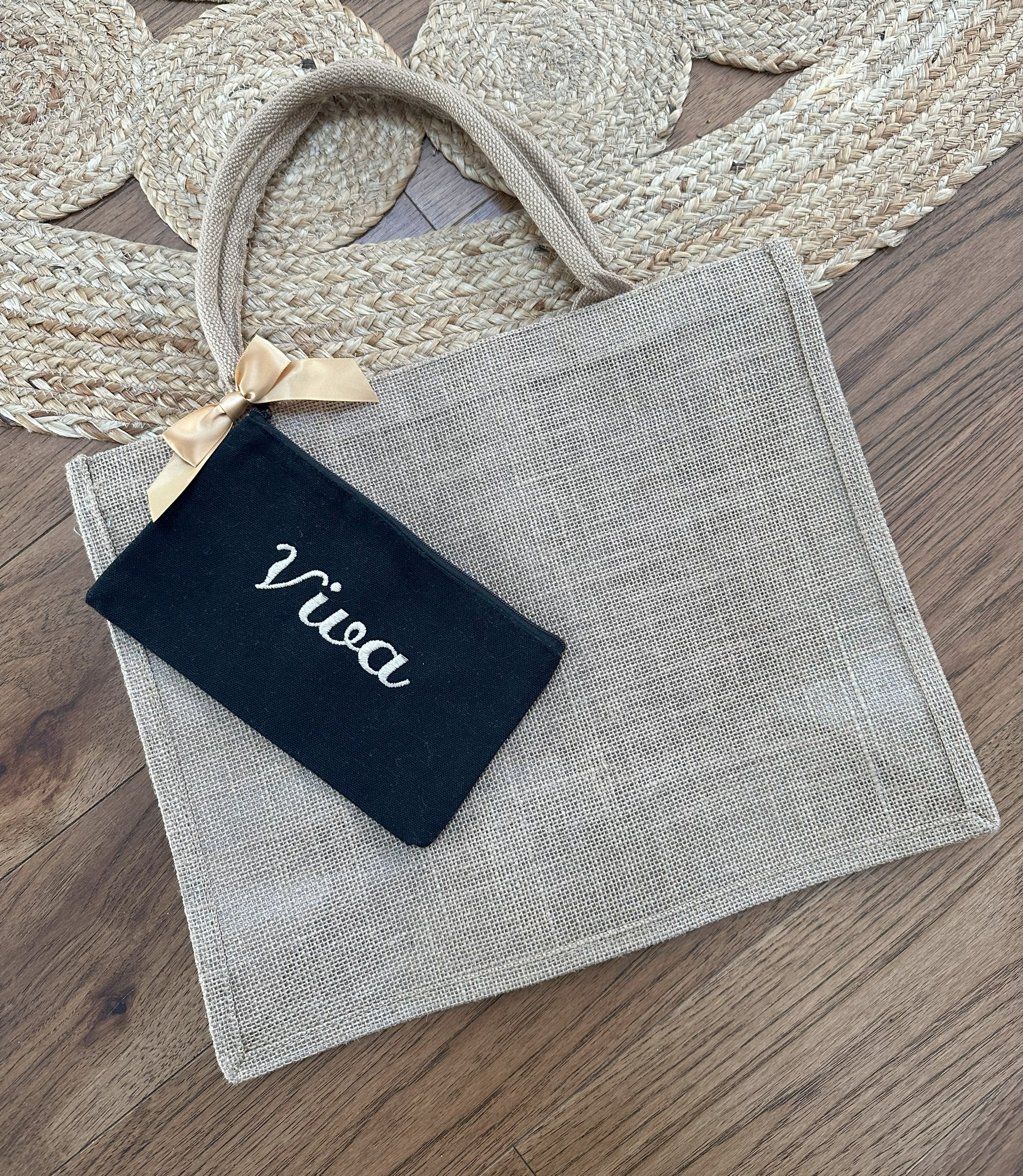 Sac fourre-tout en jute avec étui