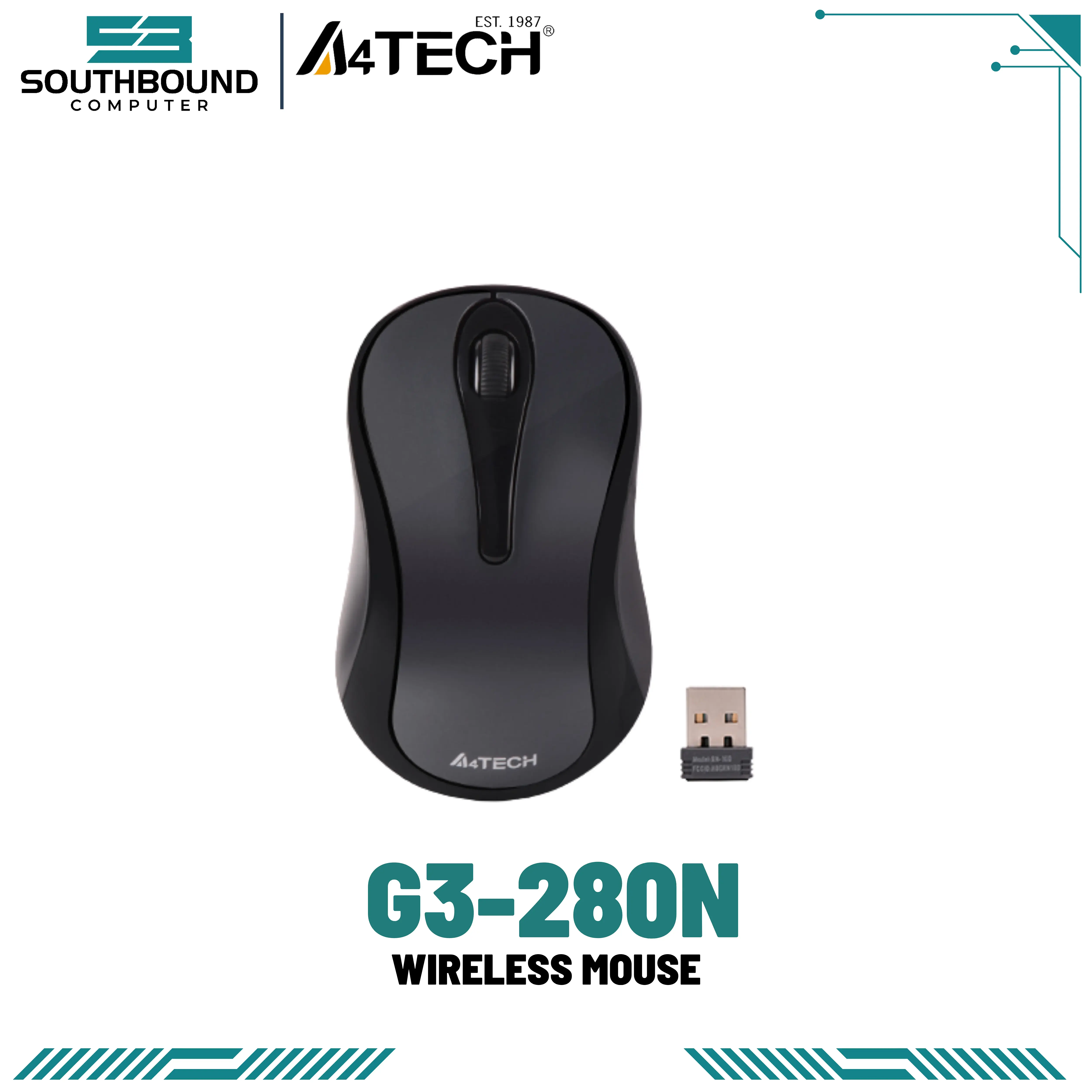A4TECH G3-280N-1 Wireless Mouse (Glossy Grey)