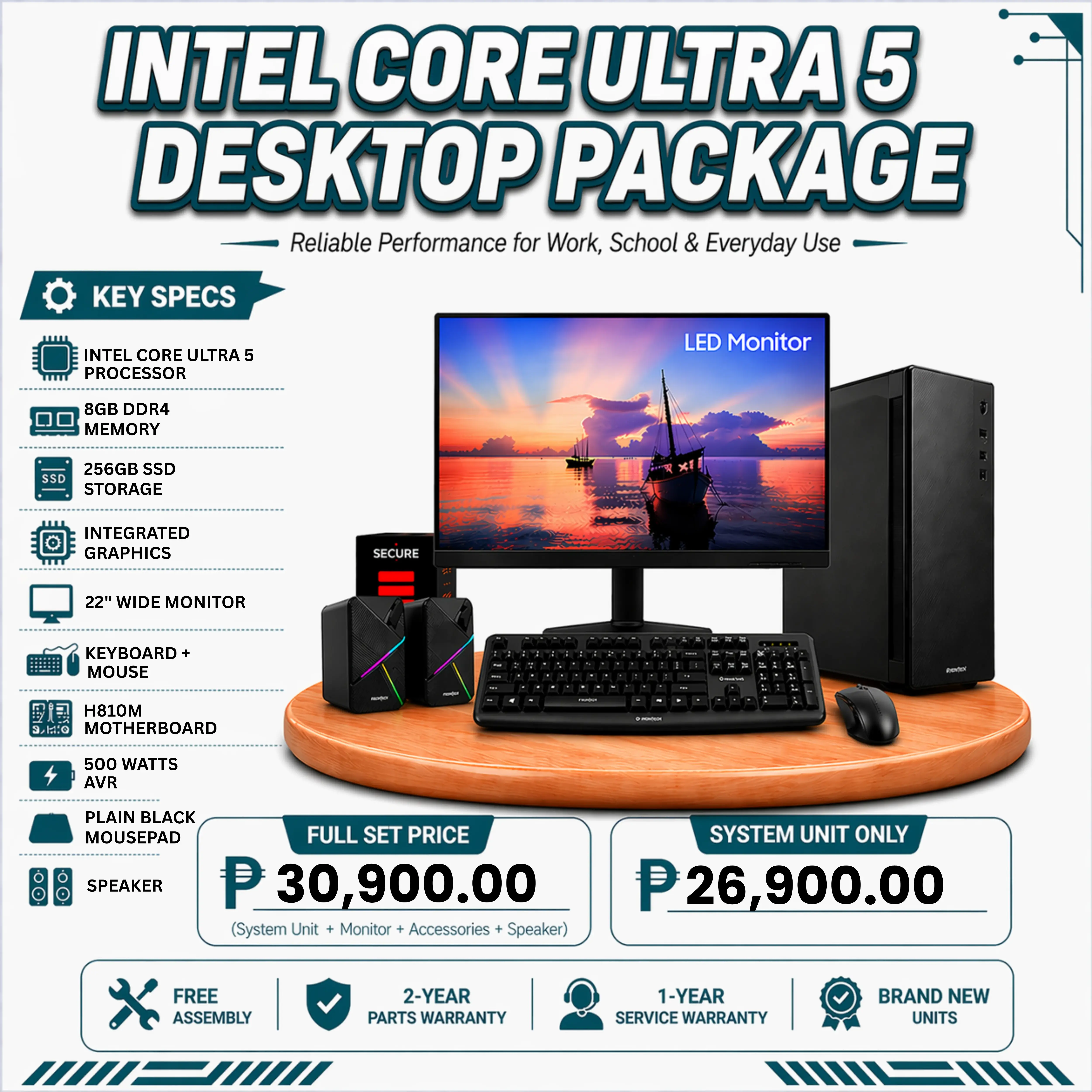 Intel Core Ultra 5 Desktop Package for Work & School