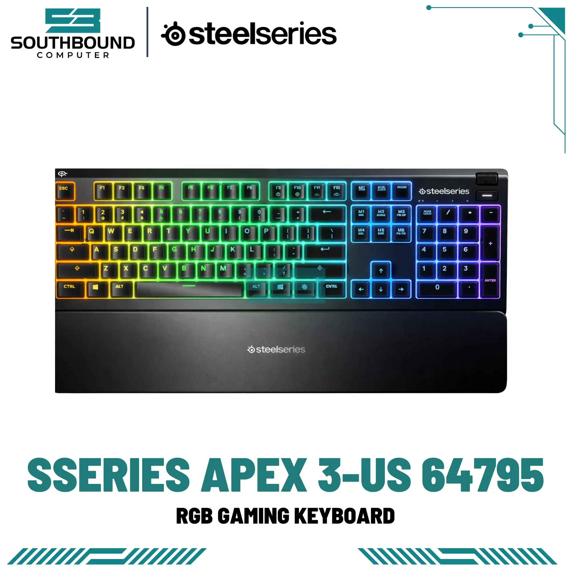 SteelSeries Apex 3 RGB Gaming Keyboard – US Layout (64795)