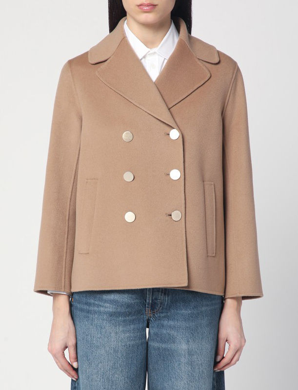 'S Max Mara Camel Double-Breasted Wool Jacket