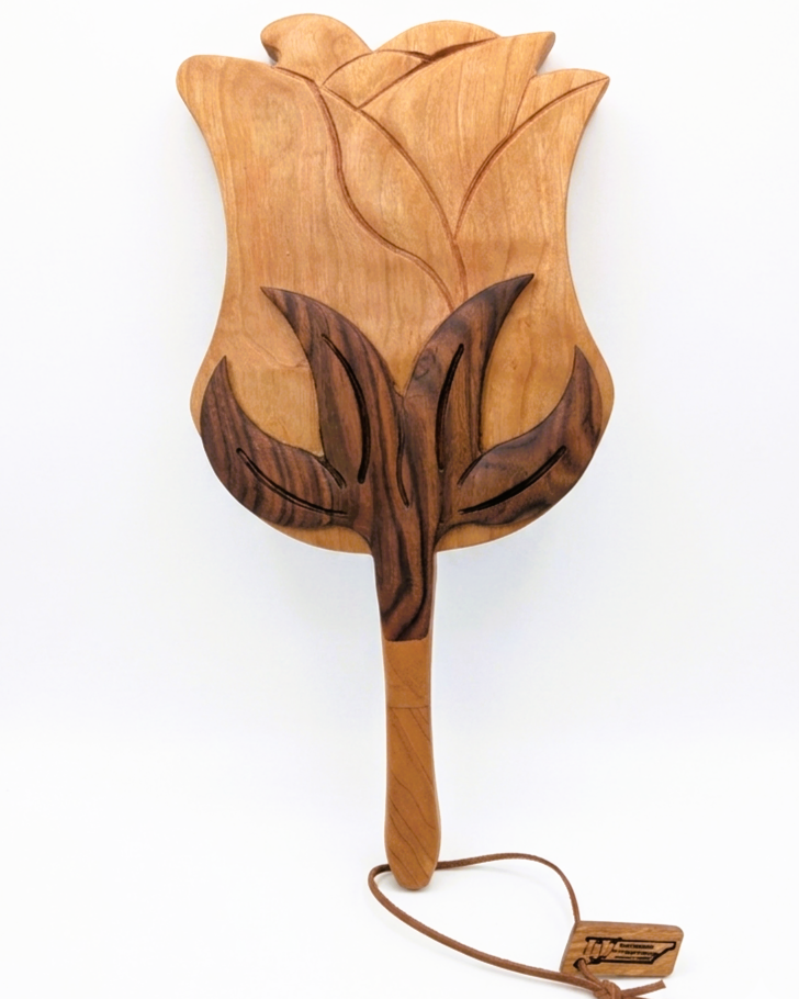 Thumbnail: Hand Carved Rose Hand Mirror