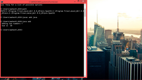 2)  Adding two number in Java
