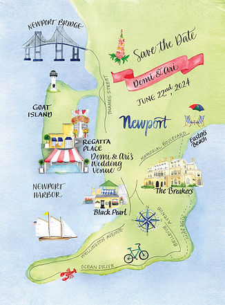 Custom Newport Watercolor Event Map