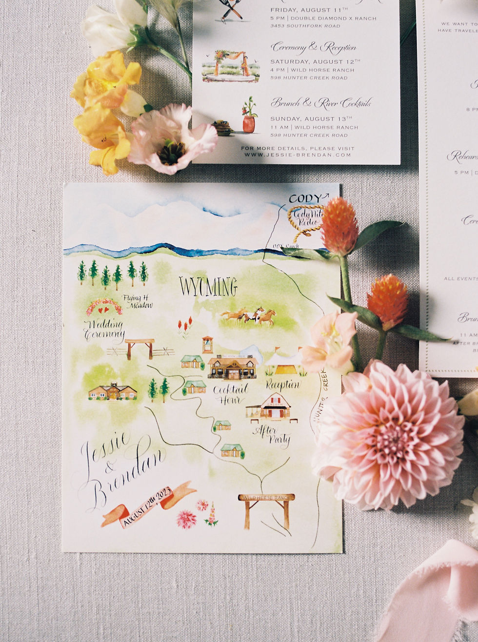 Colorful custom watercolor map