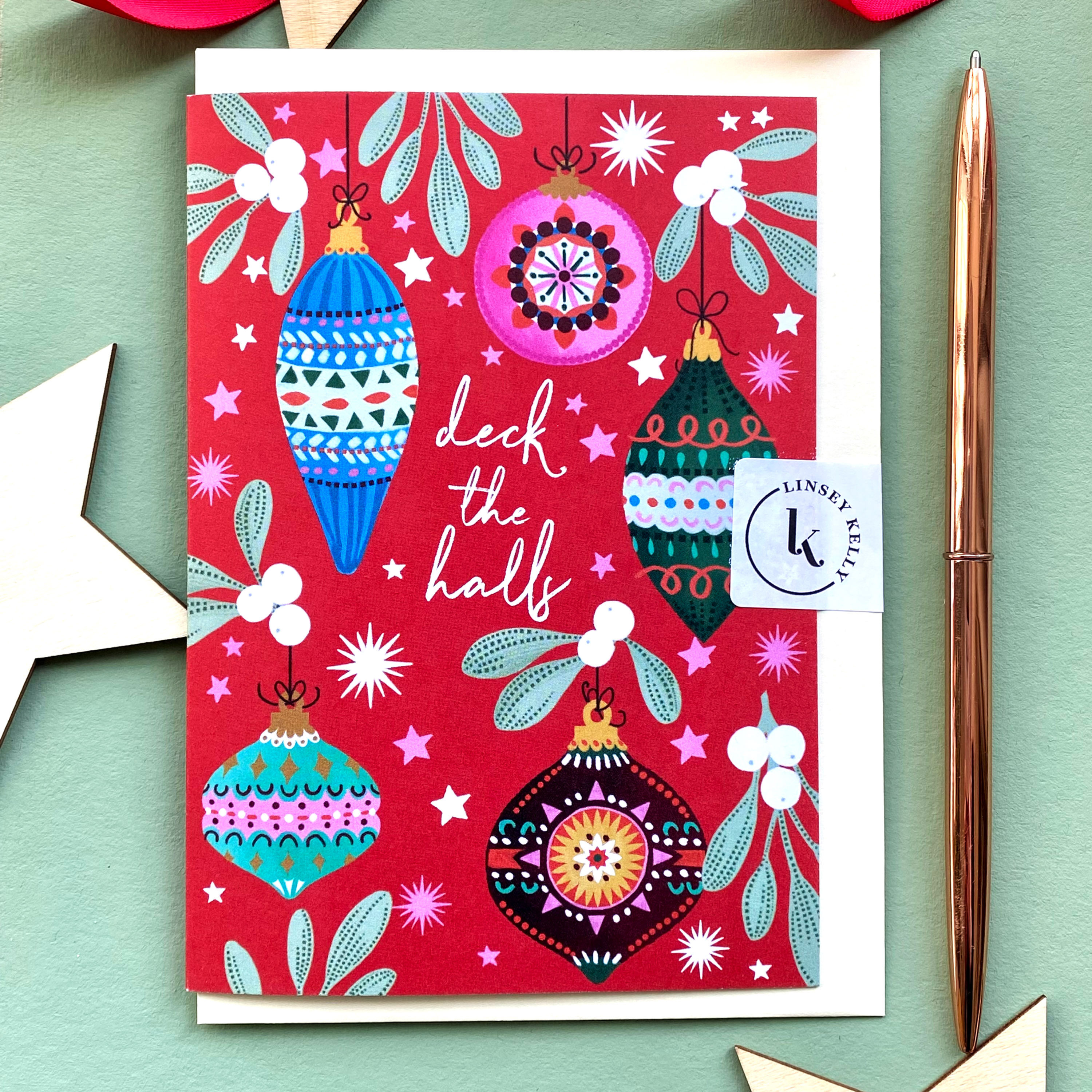 'Deck the Halls' Illustrated Christmas Card