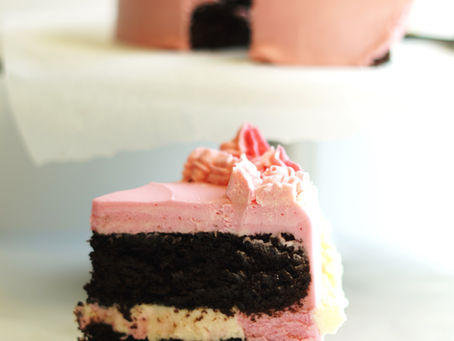Vegan Pink Valentine’s Day Chocolate Cake
