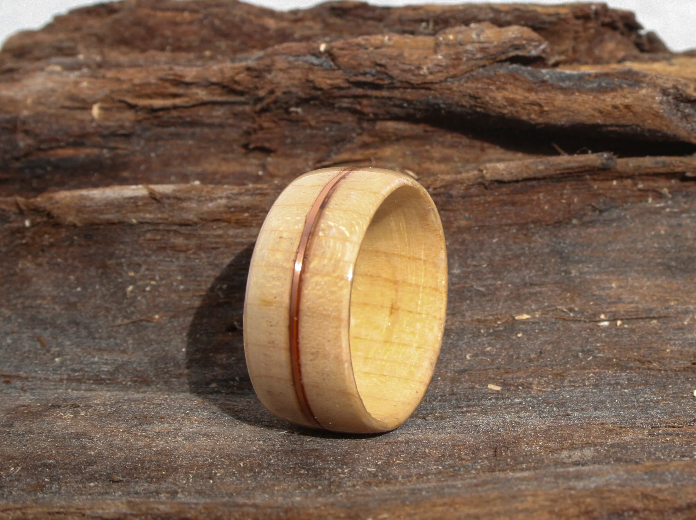 Maple Wood Ring With Copper Inlay Bentwood Rings Jewellery