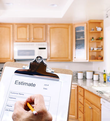 Closeup of a contractors clipboard as he marks an estimate