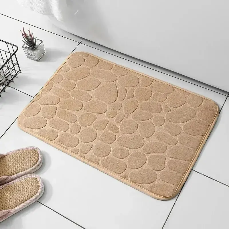 Thumbnail: 1pc Embossed Fiber Carpet, Bathroom Living Room Anti Slip Mat, Pebble Floor Mat,